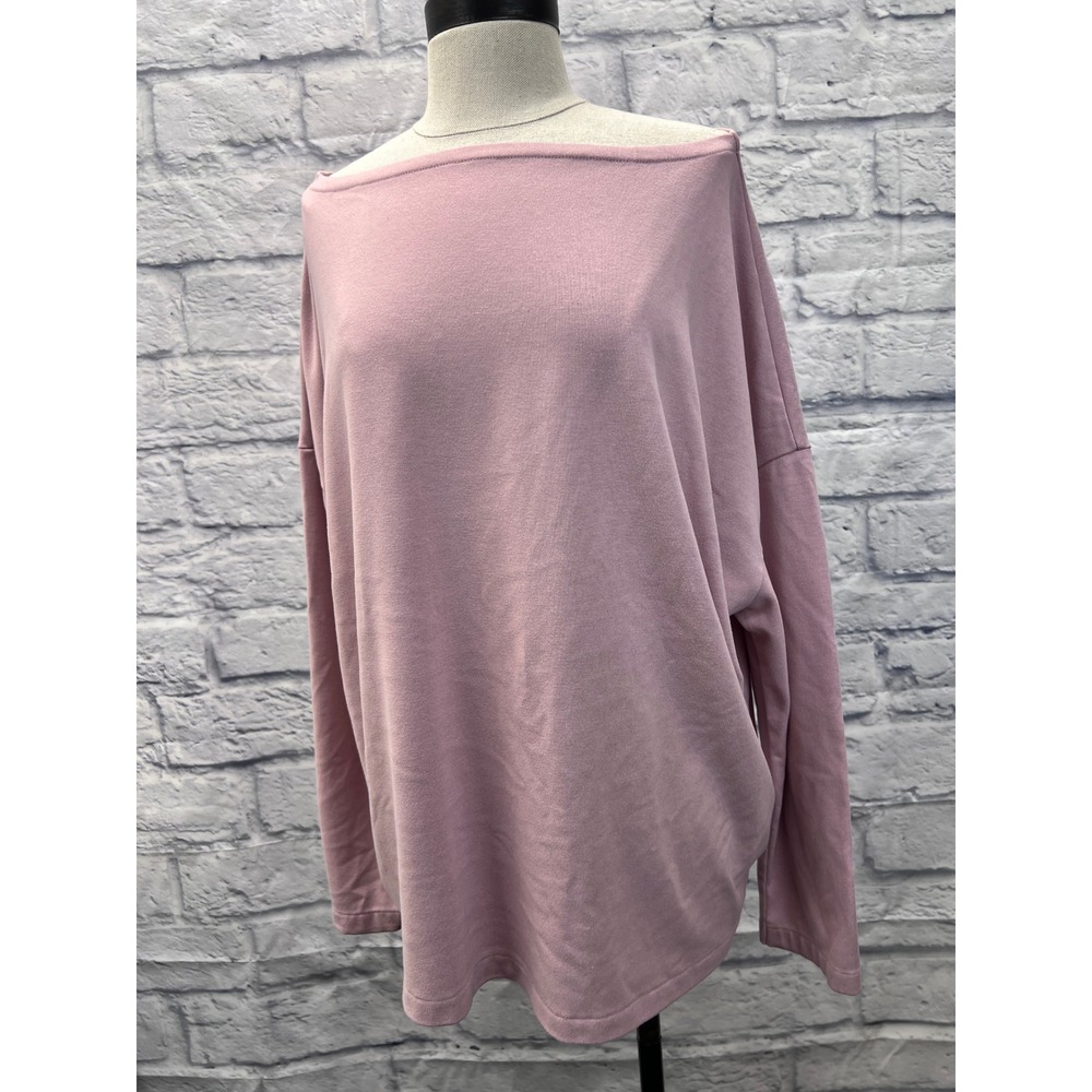 AllSaints Boat Neck Top Women Small Pink Good Long Sleeve Oversized‎ Jersey